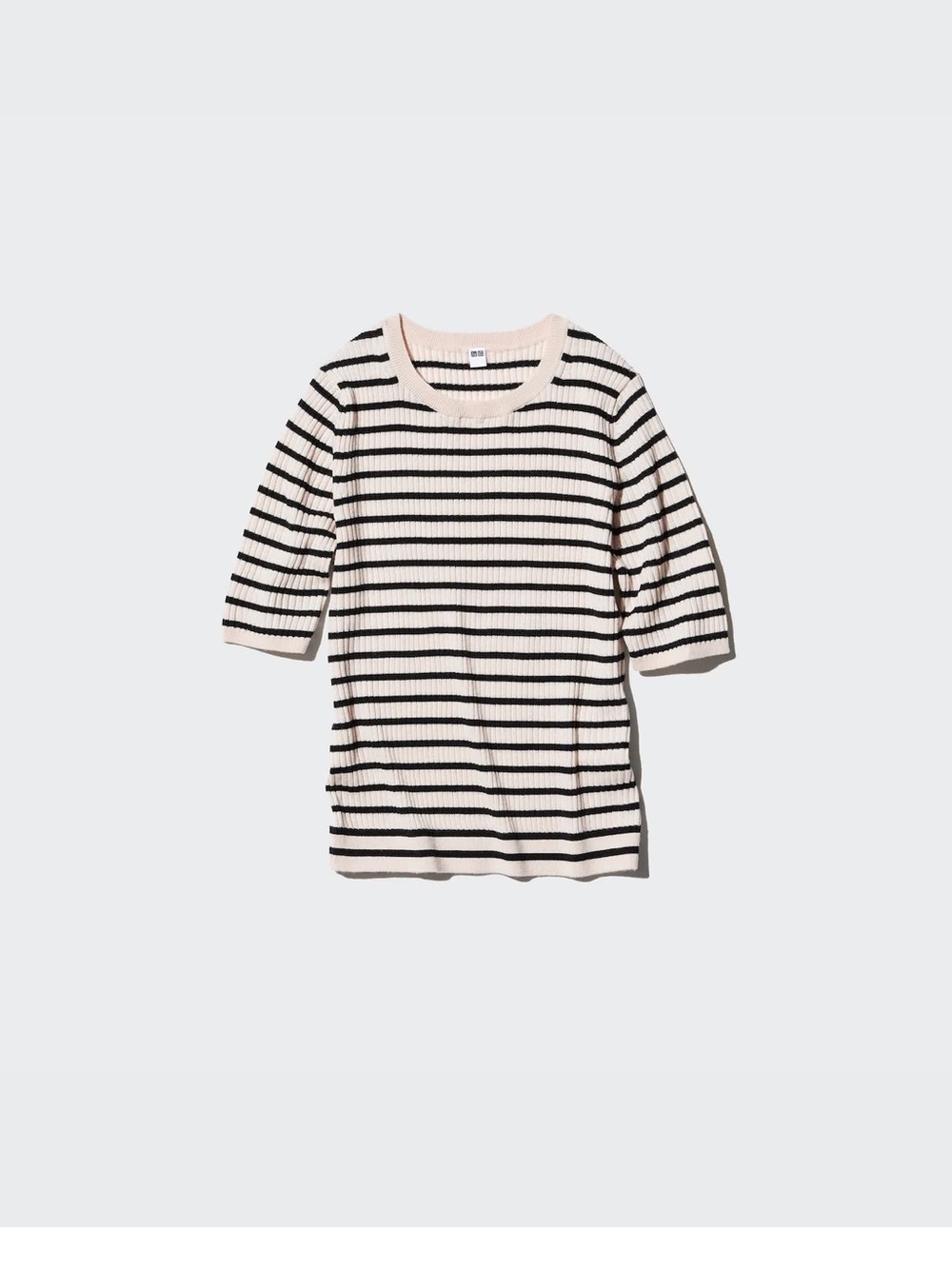 Uniqlo Merino Ribbed Striped Short-Sleeve Sweater, 100% wool, size S